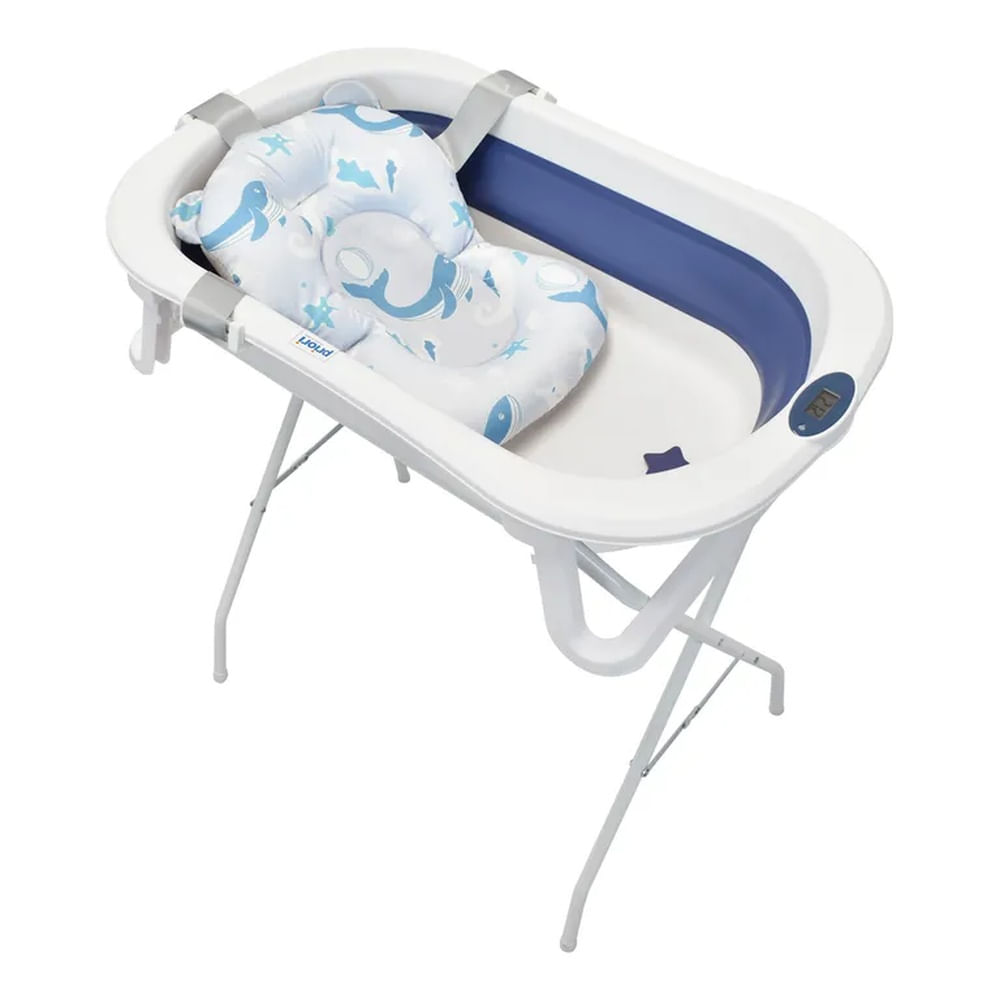 Bañera Para Bebé Plegable Priori Stand Azul