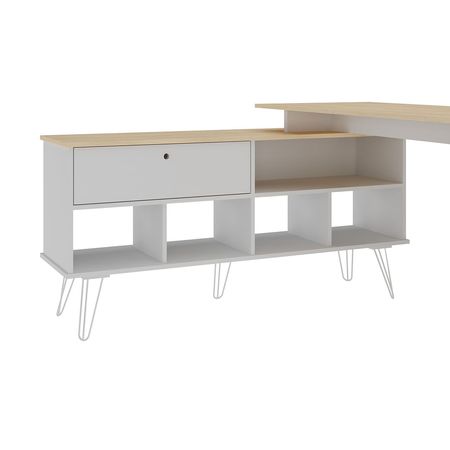 Escritorio en L Dubai Roble/Blanco Artely