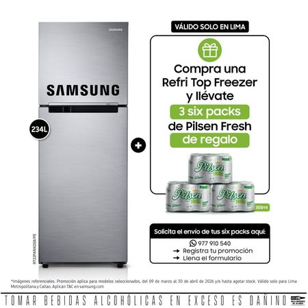 Refrigeradora Samsung RT25FARADS8/PE Top Freezer 255L Plateado