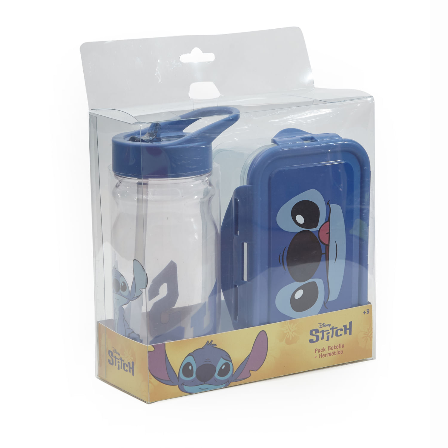 Set Escolar Disney Taper Hermético Y Botella Stitch Celeste