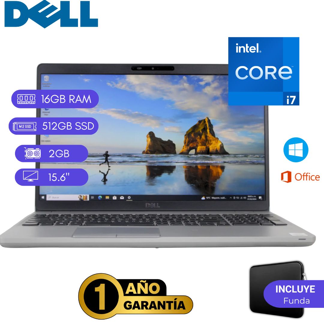Laptop Semi nueva Dell Latitude 5511 Core i7 10ma Gen 16GB 512GB SSD - 2gb de video - 15.6