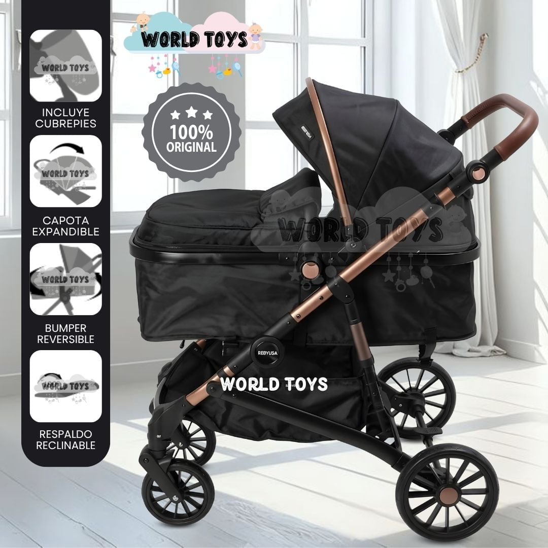 Coche Moisés Travel System INFINITIVE GOLD II de Lujo Black