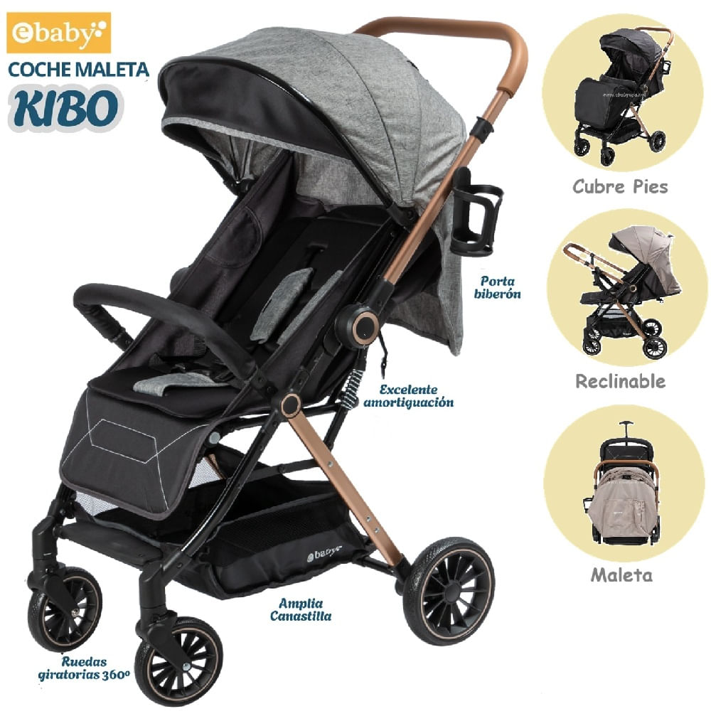 Coche Maleta Kibo con Mango reversible Gris