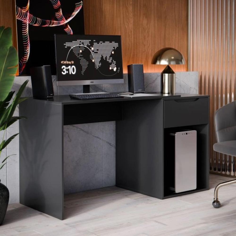 ESCRITORIO MARUN CON CAJON Y SOPORTE PARA CPU NEGRO 135CM