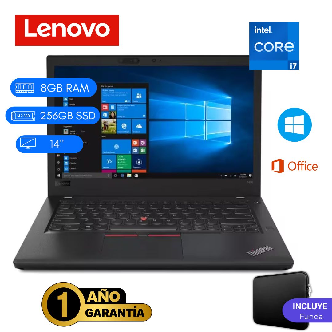 Laptop Semi Nueva Lenovo ThinkPad T480 - Core i7 8 Gen - 8GB RAM - 256GB SSD  - 14