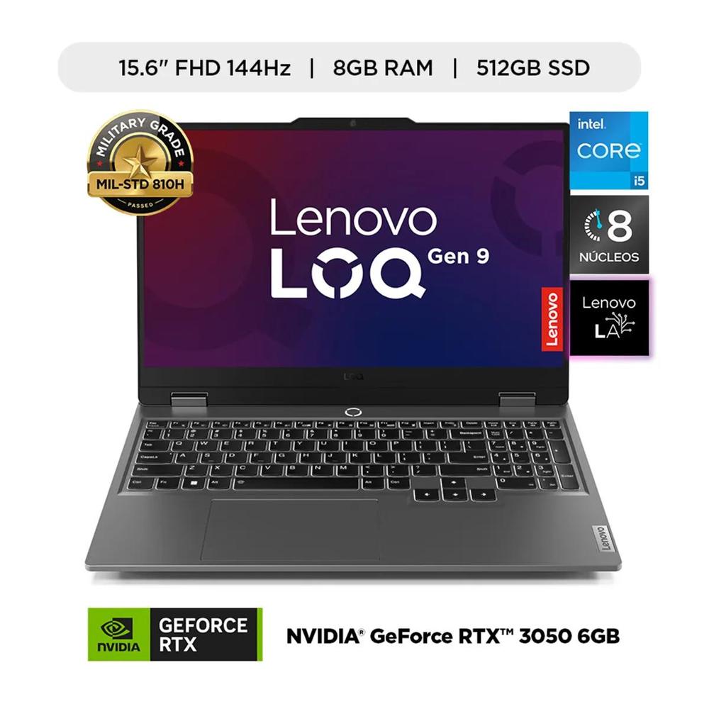 LOQ GAMING - i5-12450HX - 8GB DRR5 - 512GB M.2 - POTENCIA EXTREMA RTX 3050