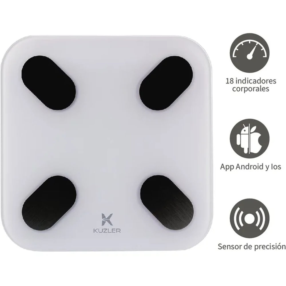 Balanza digital inteligente bluetooth con app blanco kuzler