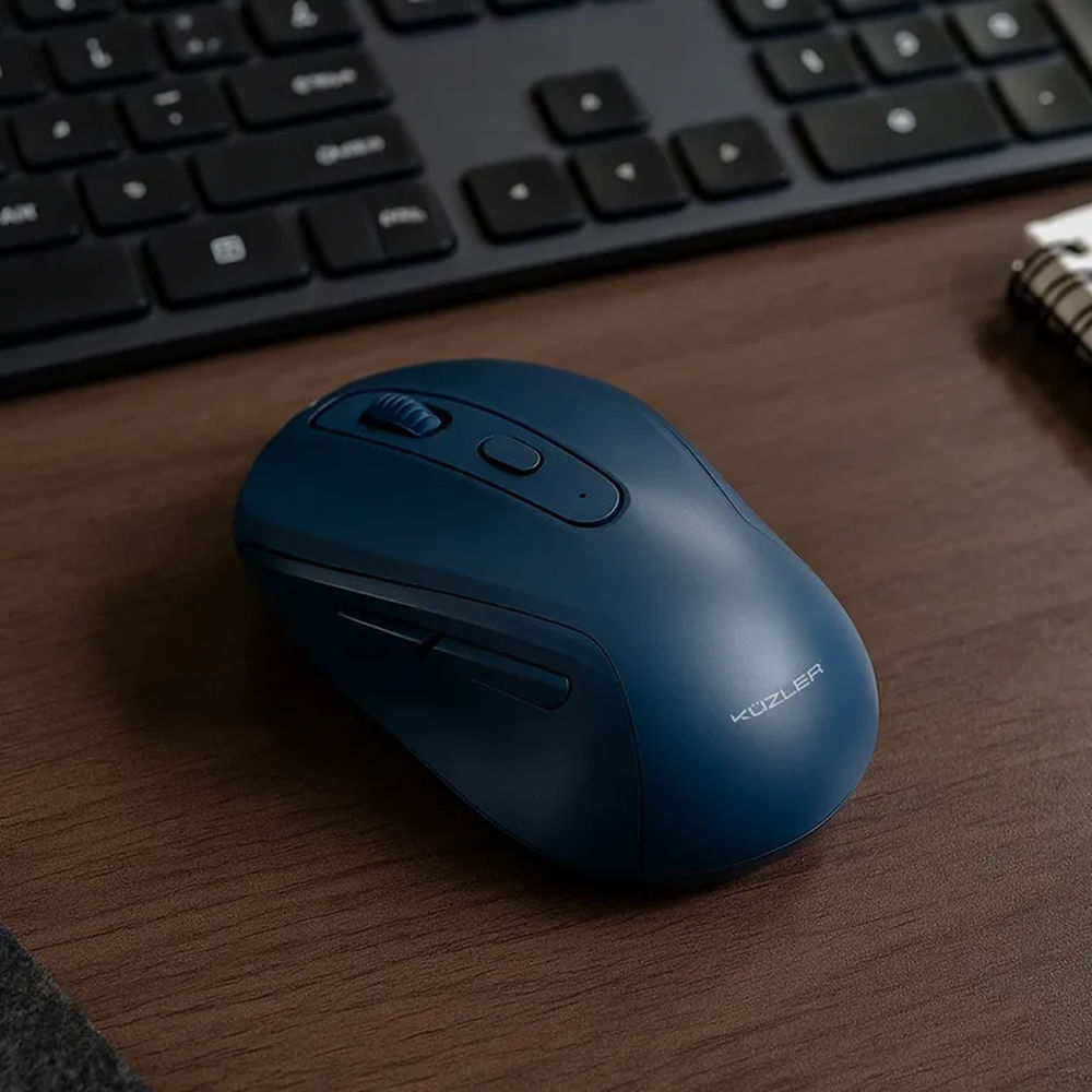 Mouse Azul ergonómico recargable Bluetooth USB silencioso Kuzler FONZ-101A