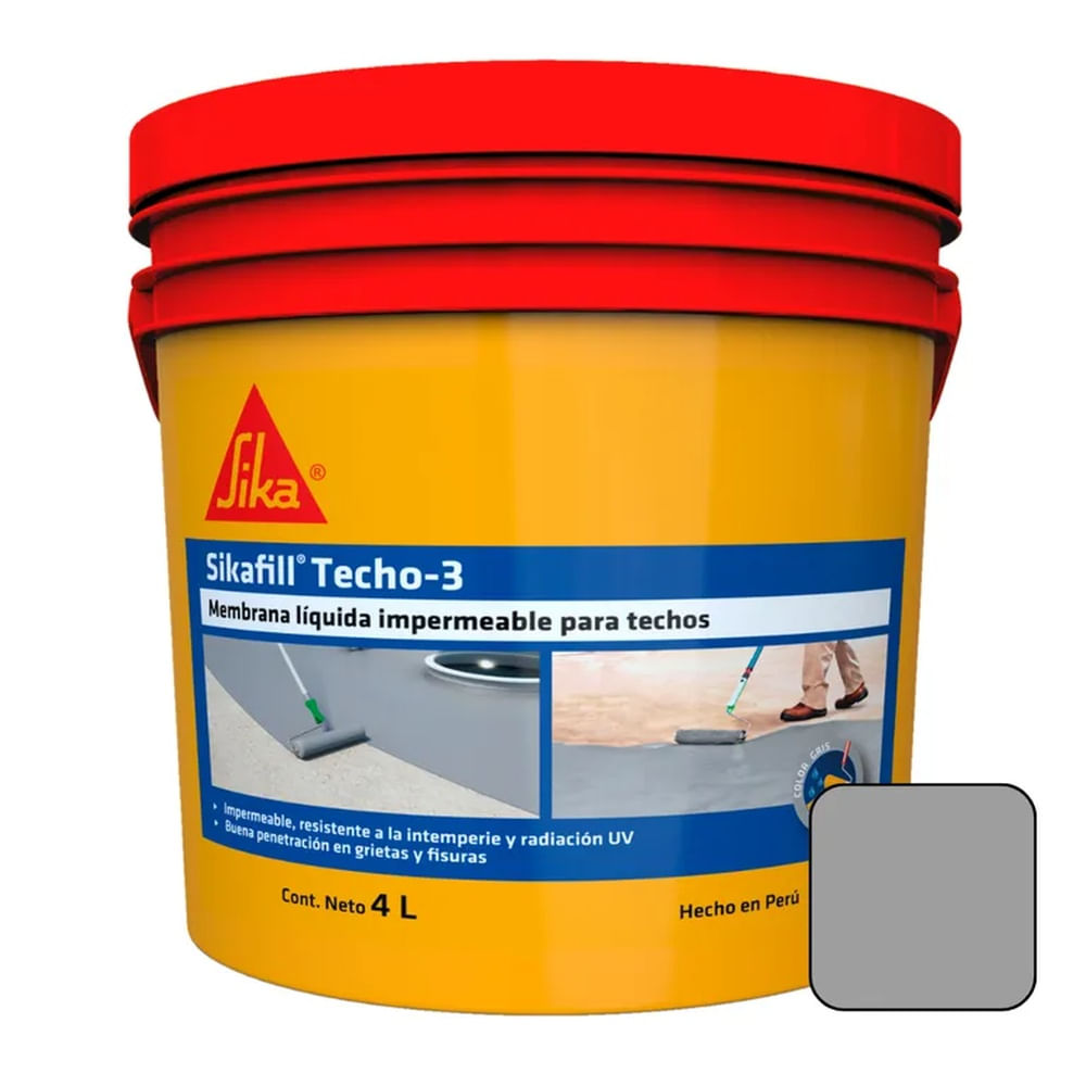 Impermeabilizante para Techos Sikafill Techo-3 Gris x 4L