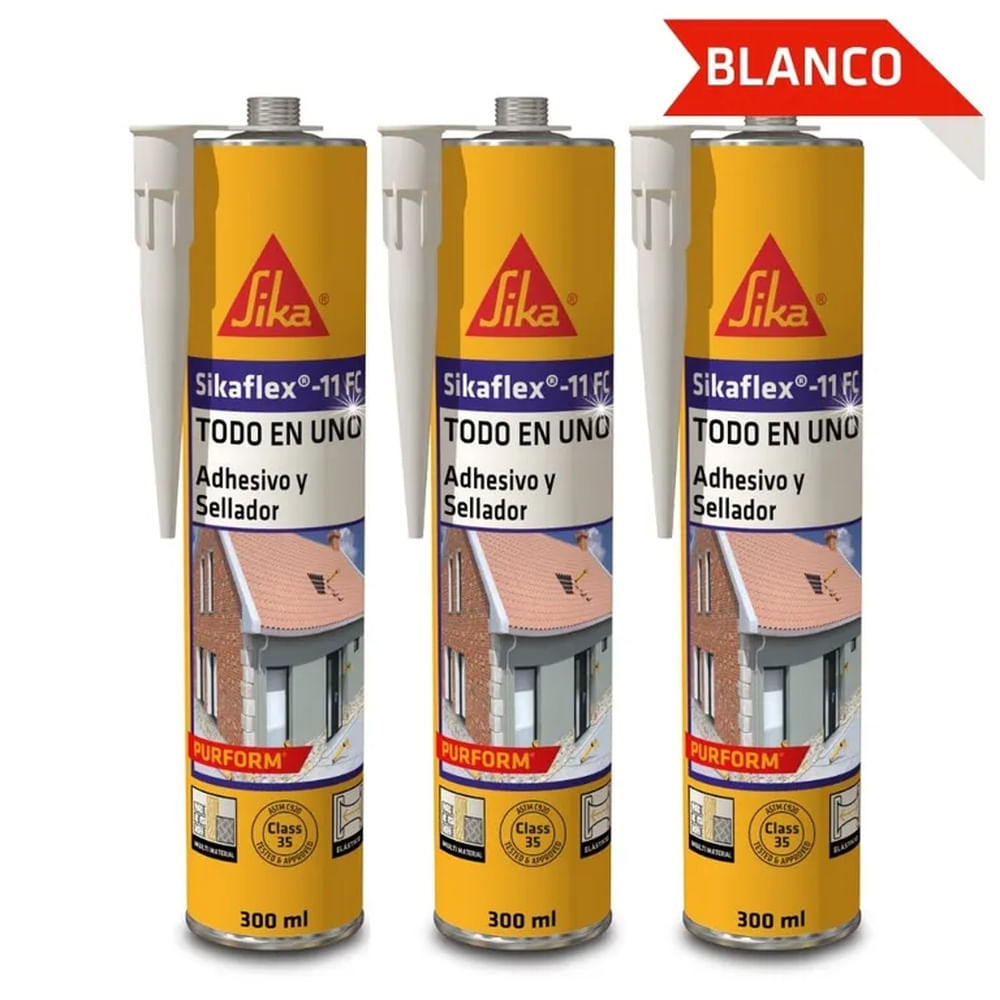 Tripack Sellante de juntas Sikaflex-11 FC Purform Blanco x 300ml