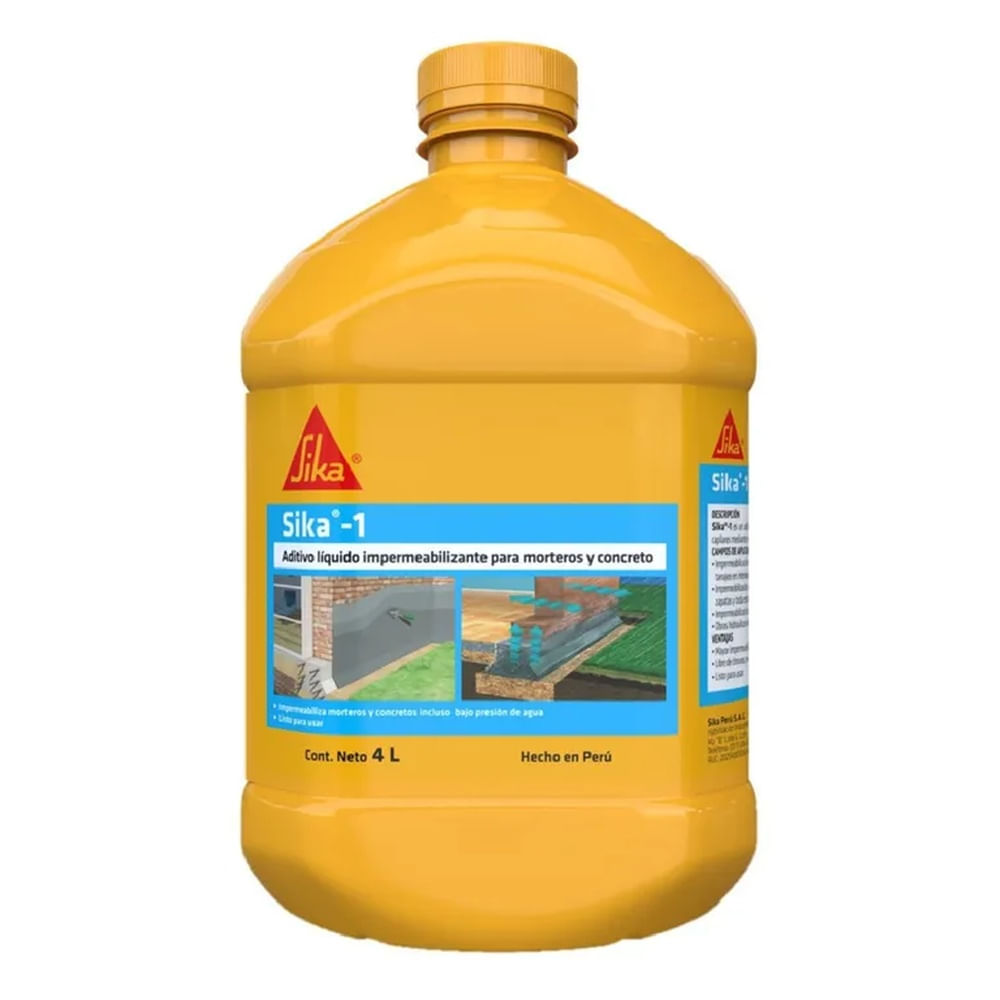 Aditivo Impermeabilizante liquido para mezcla de concreto sika-1 x 4L