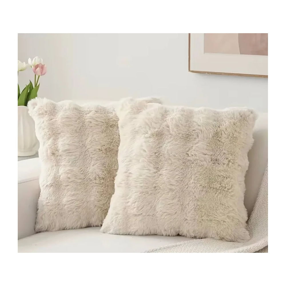 Pack 2 Fundas de Cojín Decorativa Textura Suave Color Crema