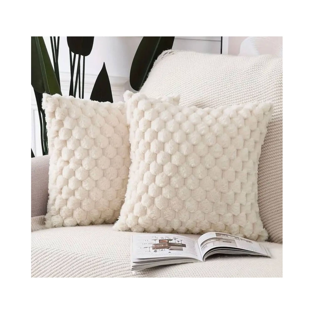 Pack 2 Fundas de Cojín Decorativa Textura Tipo Piña Color Crema