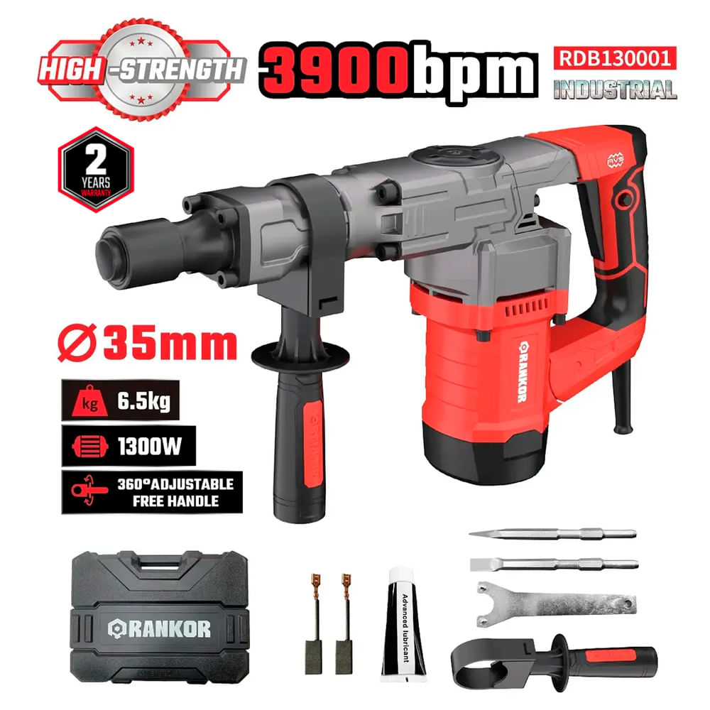 Martillo Demoledor Hexagonal 17mm Rankor RDB130001 20J 1300W