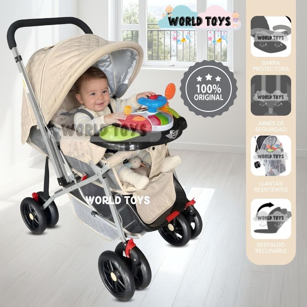Coche Cuna Didactico SHABY con Mango Reversible Beige