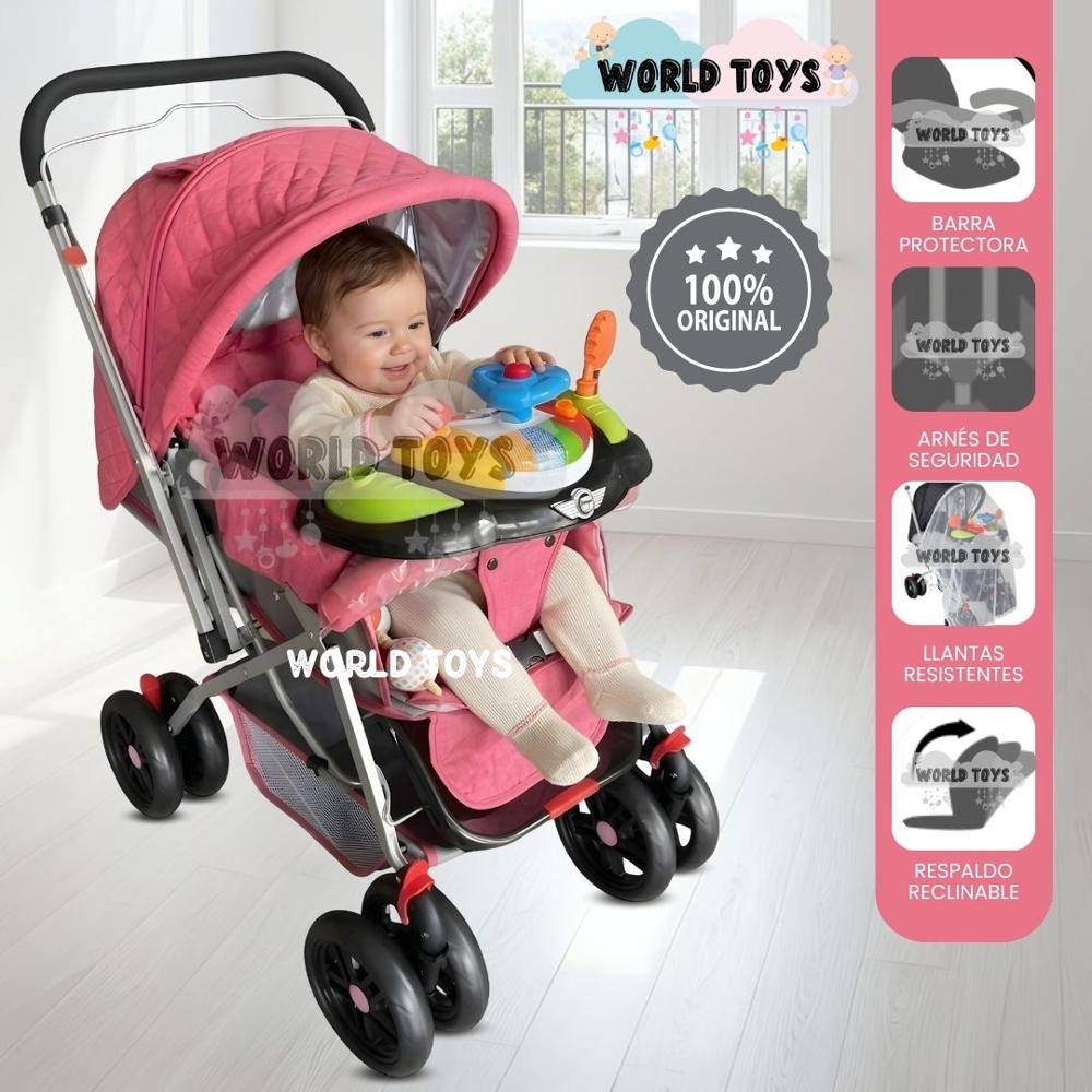 Coche Cuna Didactico SHABY con Mango Reversible Pink