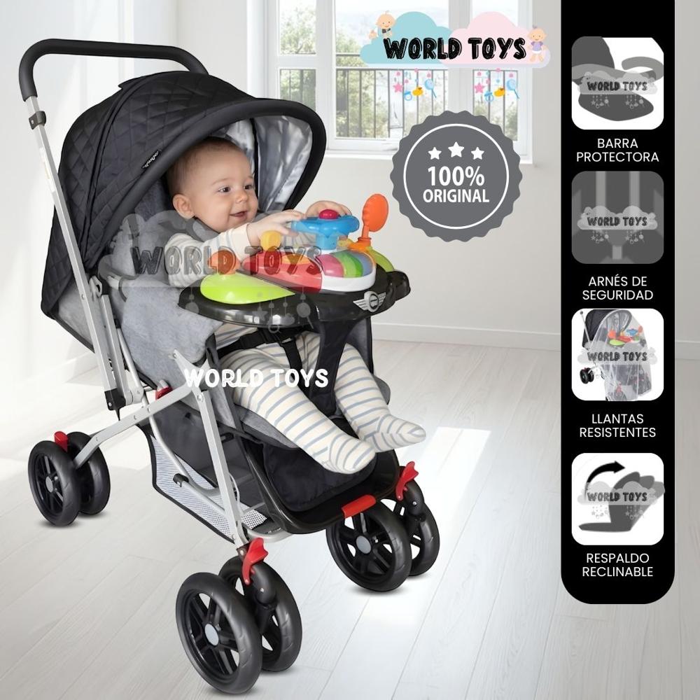 Coche Cuna Didactico SHABY con Mango Reversible Black