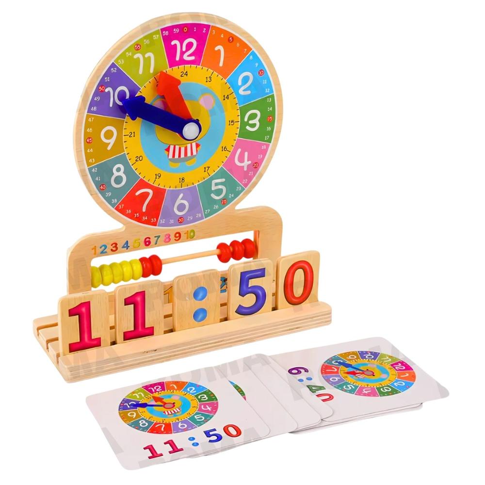 RELOJ Y HORARIO EDUCATIVO DE MADERA - JUEGO DIDÁTICO