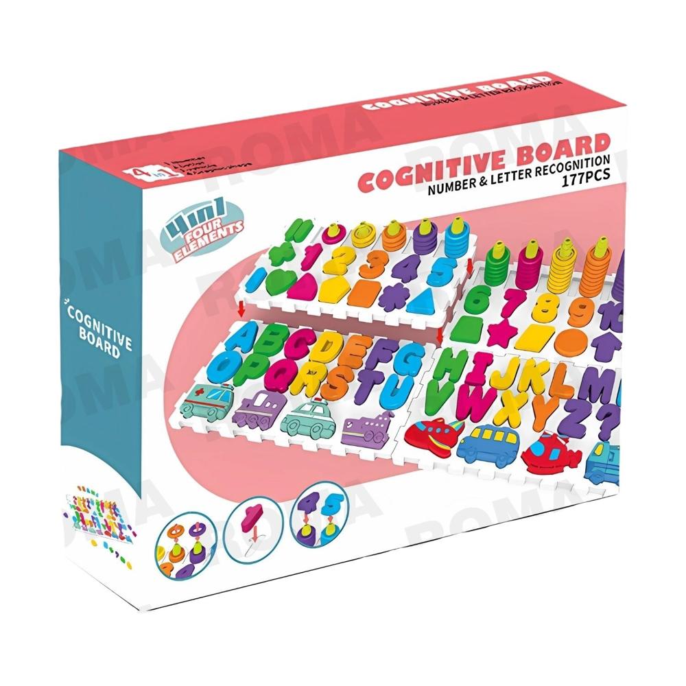 TABLERO EDUCATIVO NÚMEROS, LETRAS Y FIGURAS 177 PIEZAS