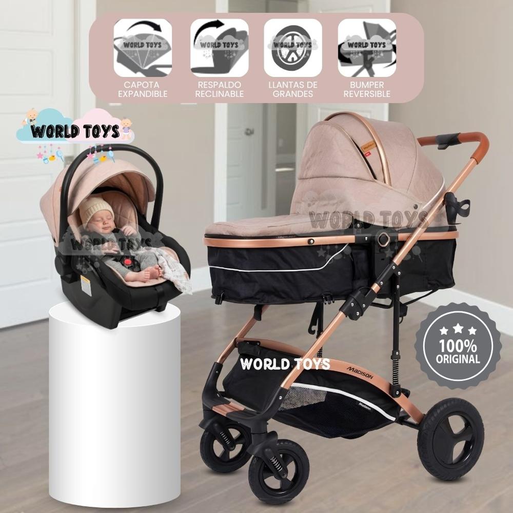 Coche Moisés Travel System MADYN ULTRA con Portabebé Beige