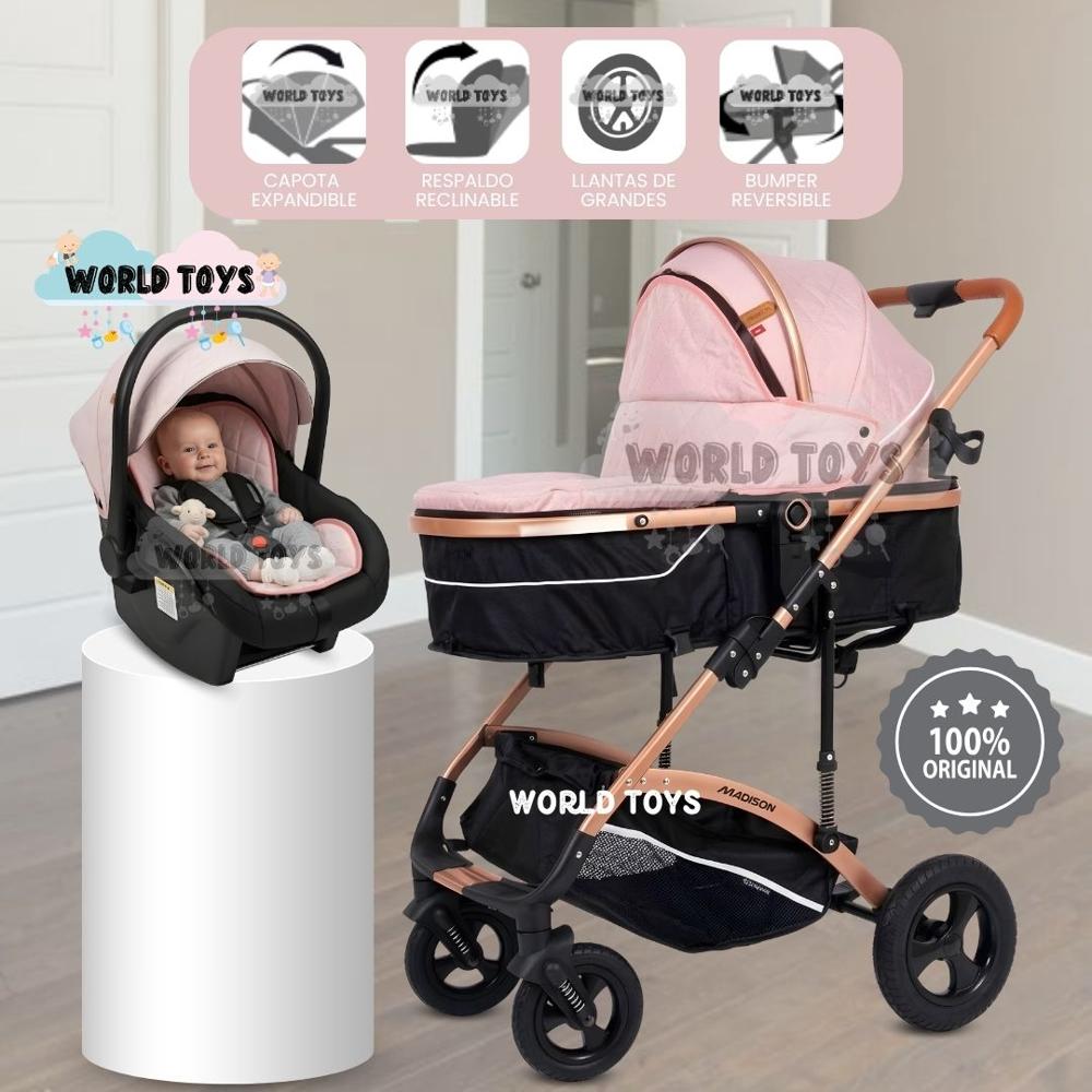 Coche Moisés Travel System MADYN ULTRA con Portabebé Pink