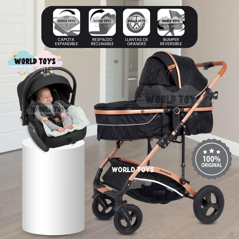 Coche Moisés Travel System MADYN ULTRA con Portabebé Black