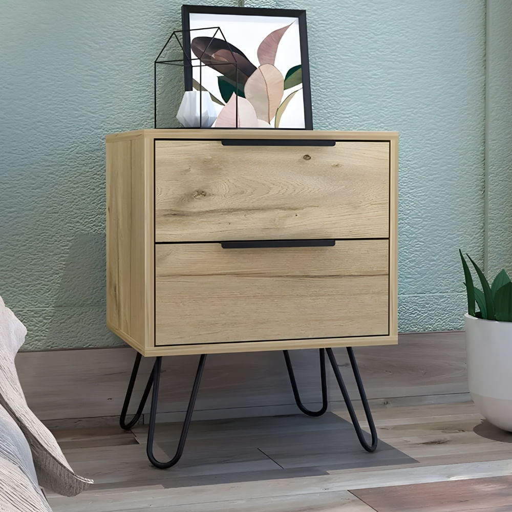 Velador Mesa de Noche Charlene Marron y Negro - Masiva Home