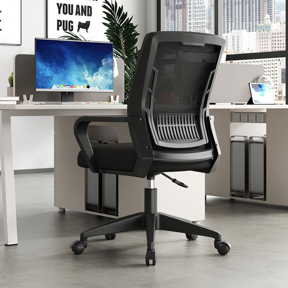 Silla de Oficina con Diseño Ergonómico y Ruedas Silenciosas Negro