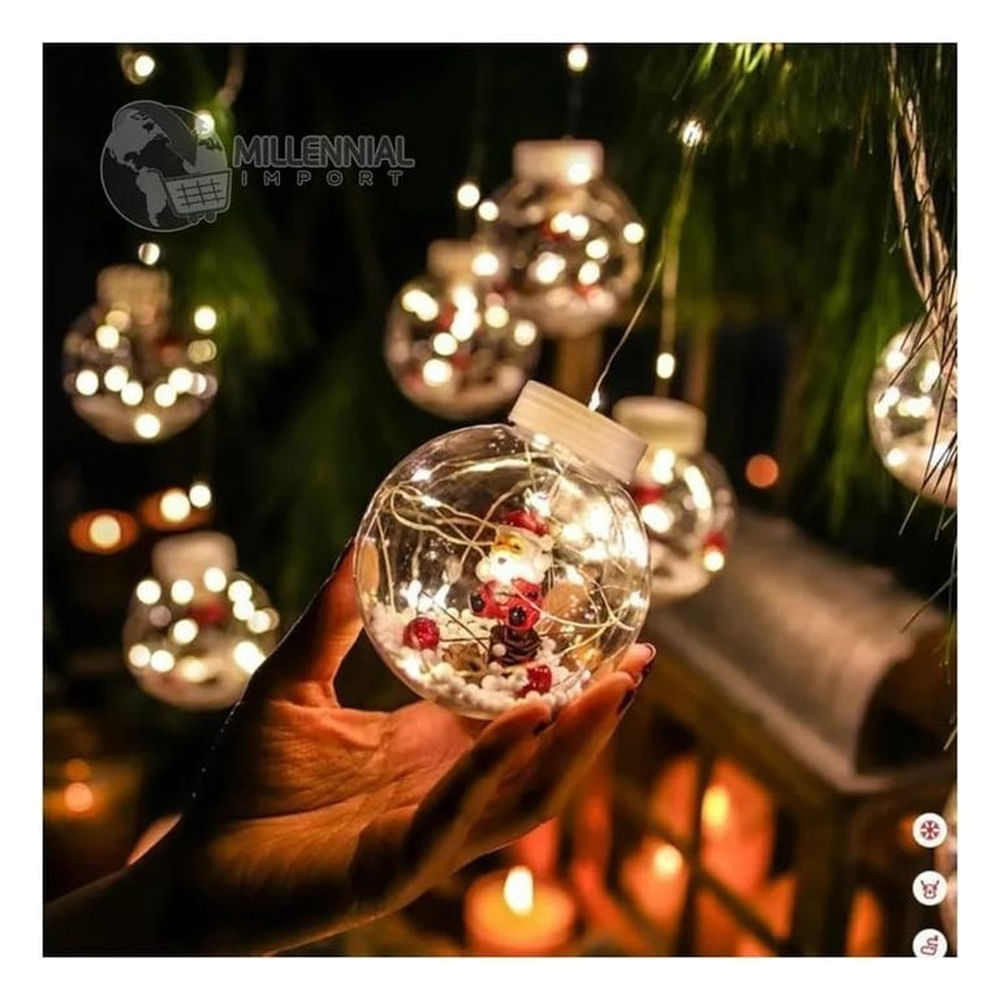 Luces Navideñas Led Cascada 3m De 8 Esferas ambar