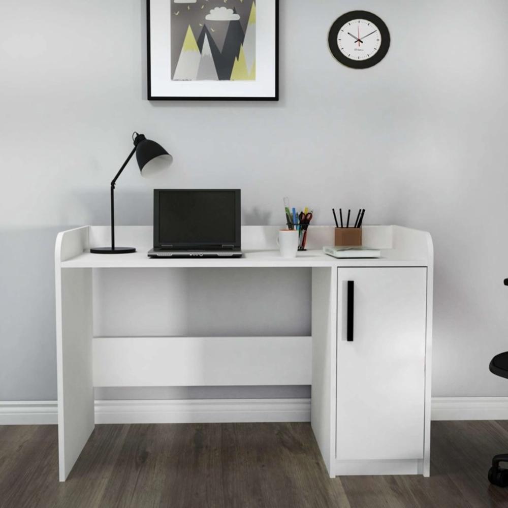 ESCRITORIO BRAHIN CON PUERTA Y ESTANTES INTERNO BLANCO 120CM