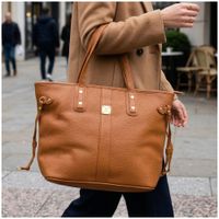 Bolso Tote Bag Cuero PU Amplio Perfecto para Trabajo Diario - Camel