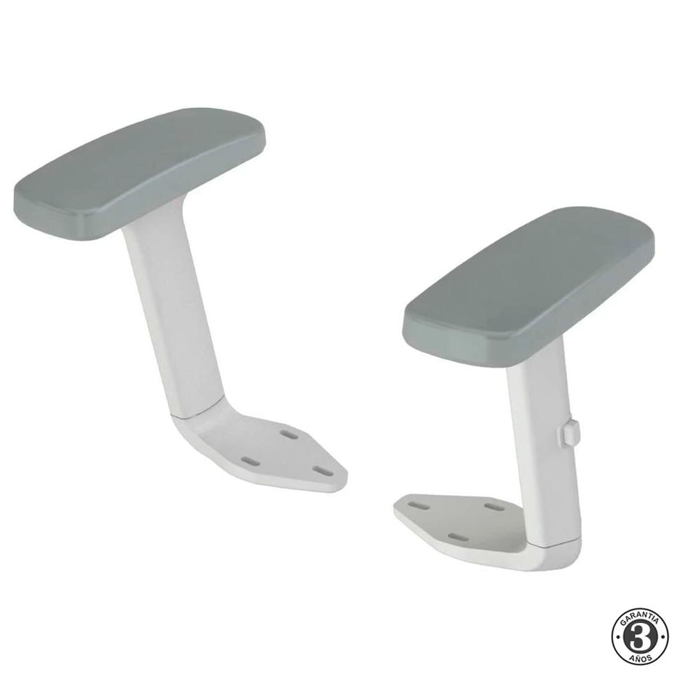Brazos De Silla Giratoria Regulable PU - ZF Par  Blanco y Gris Althea Confort