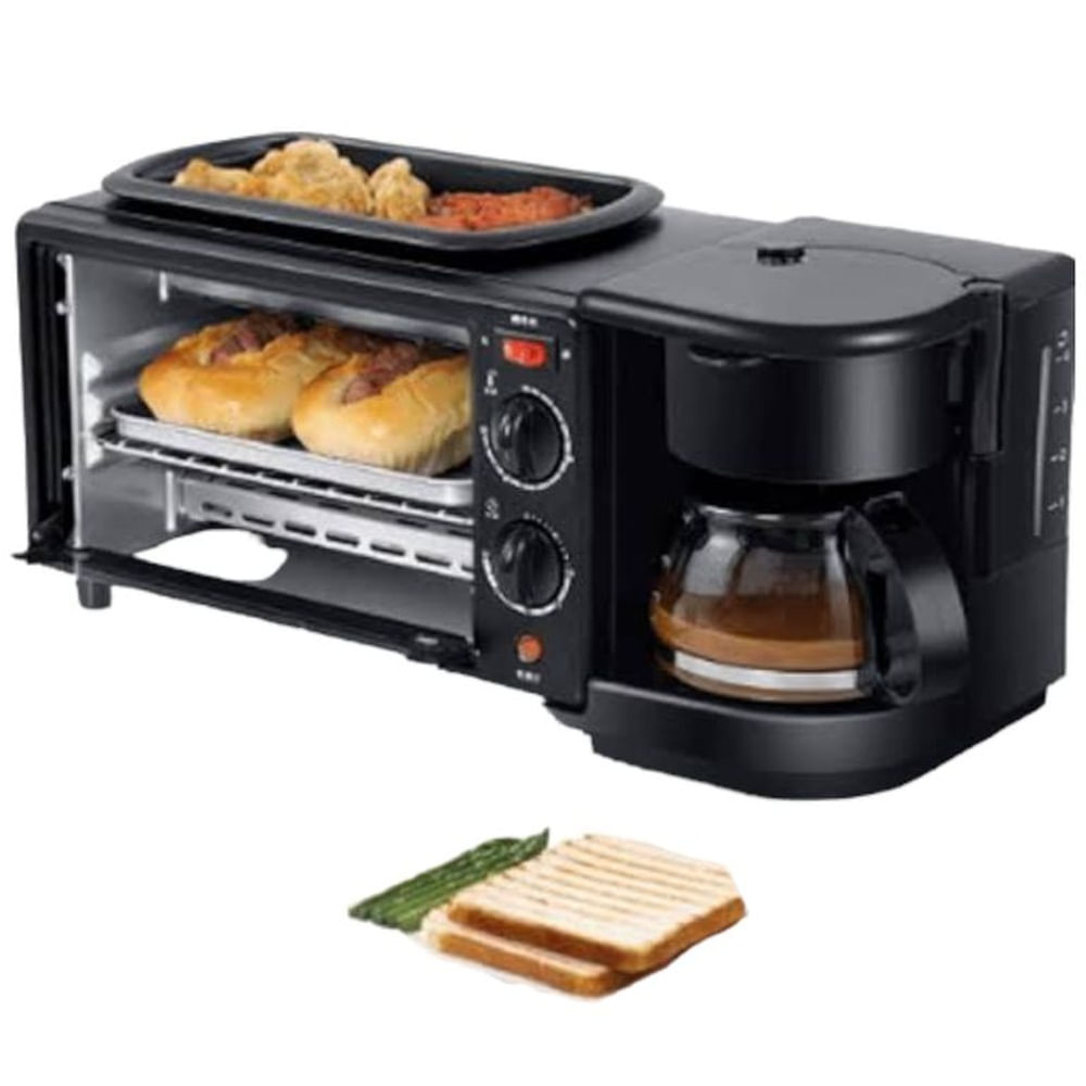 Kit De Desayuno Tostadora3 en1 Horno eléctrico Máquinacafetera