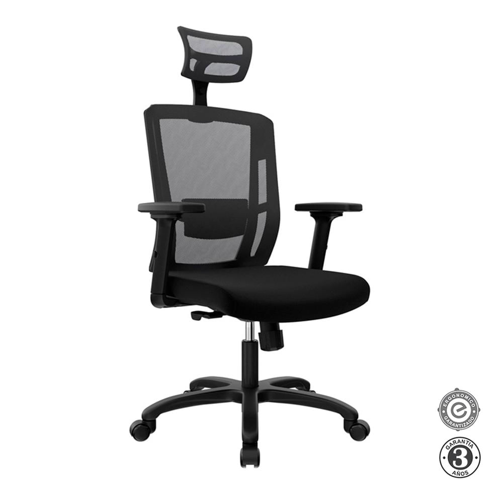 Silla Ergonómica Delphi II Presidente Syncro Brazos 3D Nylon Negro Ofideas