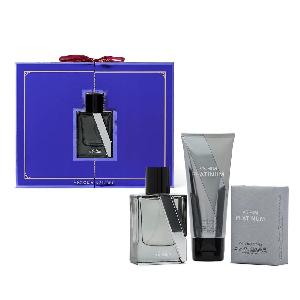SET PLATINUM COLOGNE GIFT VICTORIA SECRET HOMBRE 3PZS