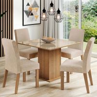 Juego de Comedor Evelin con 4 Sillas - Marrón Crema y Imperial