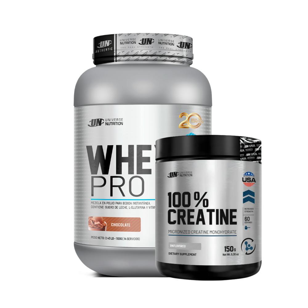 WHEY PRO 1.1 KG Y CREATINA 150 GRAMOS