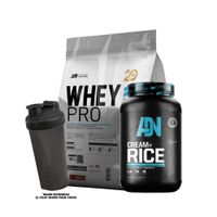 WHEY PRO 5 KG CHOCOLATE Y CREMA ARROZ 1.2 KG CHOCOLATE Y SHAKER