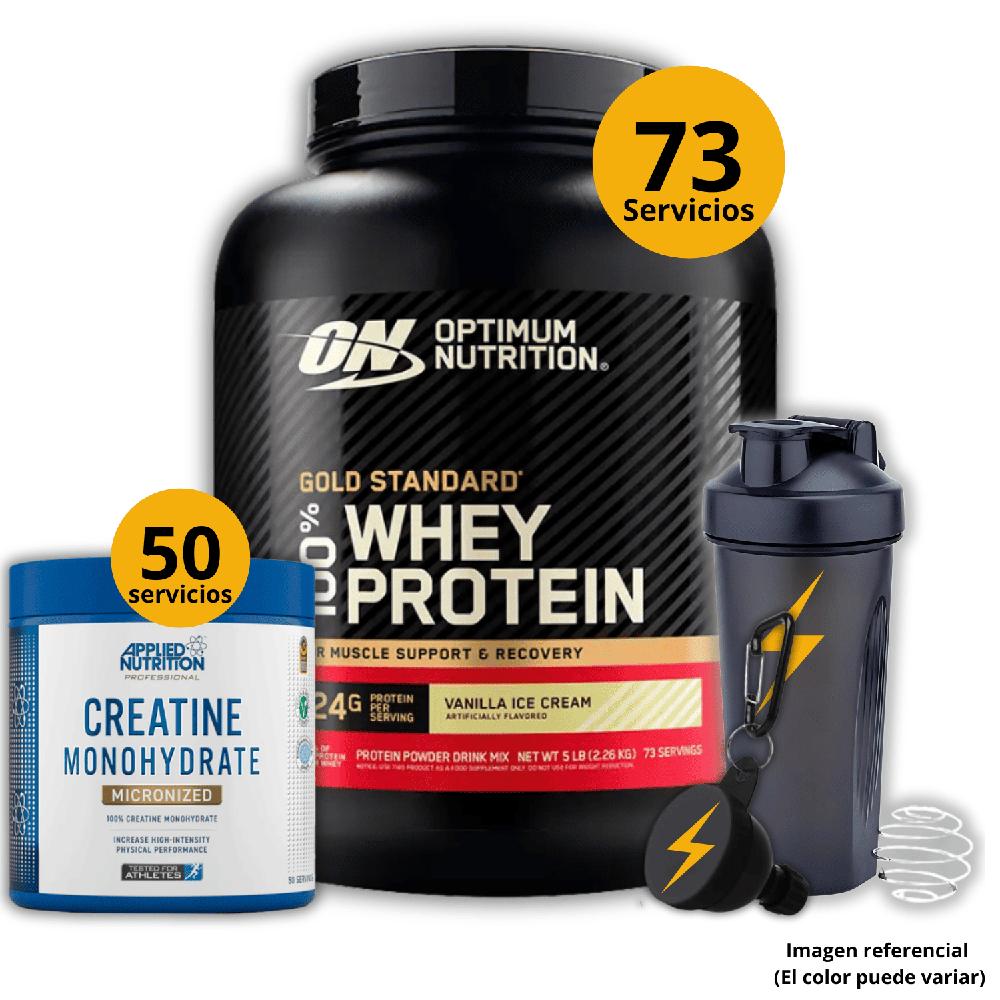 Proteína Gold standard whey de 5lb Vainilla - Creatina Applied Nutrition de 250gr - regalos