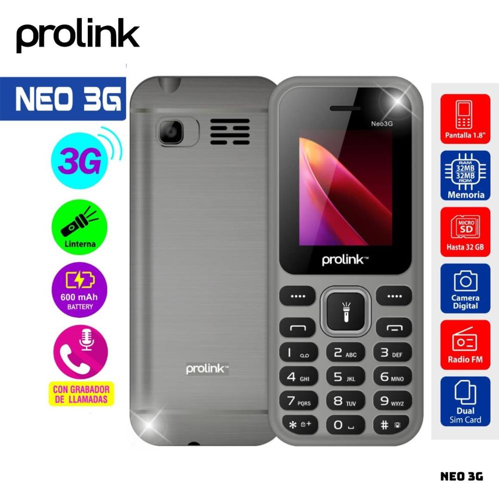 CELULAR PROLINK BASICO NEO 3G DUAL SIM - GRIS