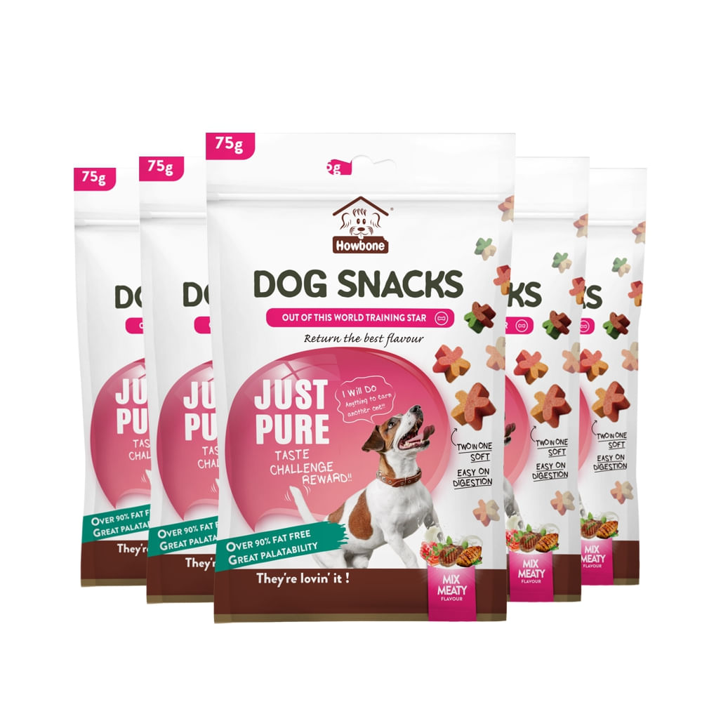 PREMIO PARA PERROS HOWBONE TRAINING STAR MIX DE CARNES PACK X 6