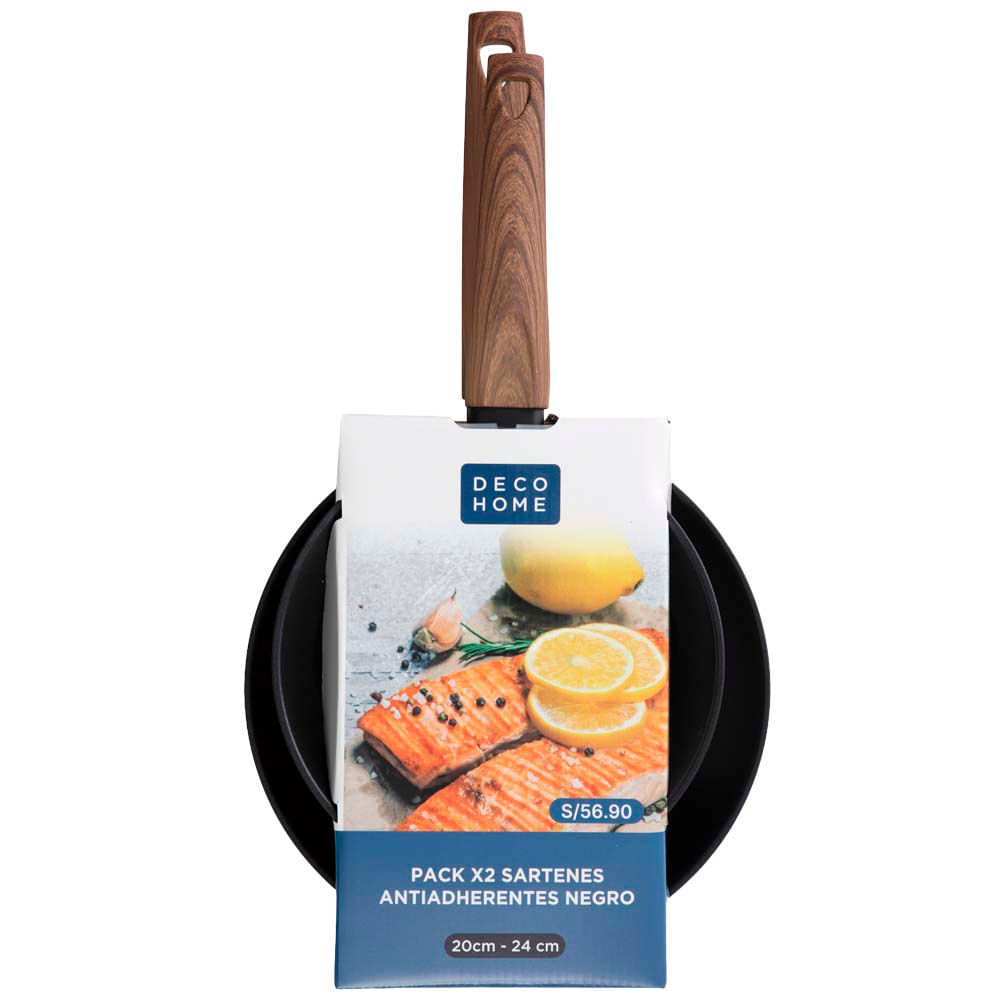 Pack Sartenes Antiadherentes DECO HOME Negro x2un