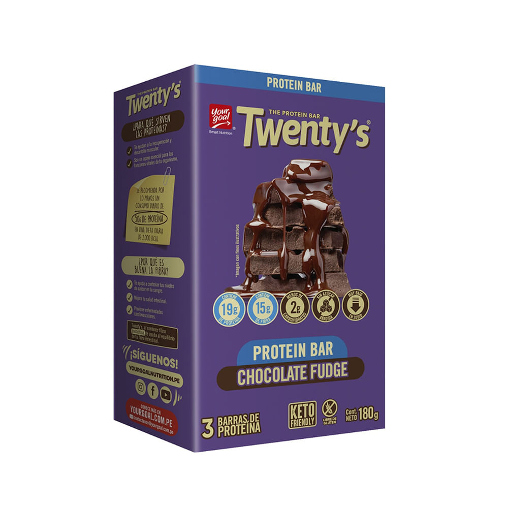 Barra de Proteína TWENTY'S Chocolate Fudge Caja 3un