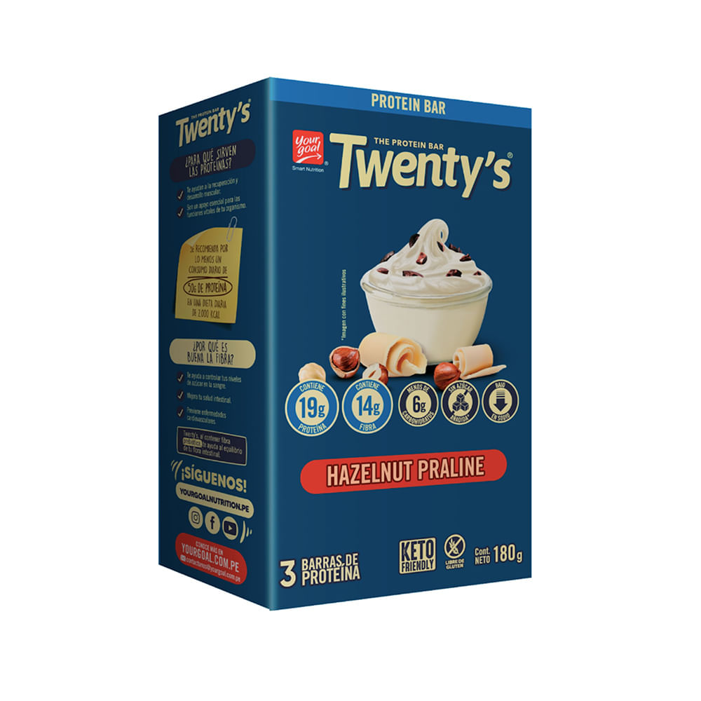 Barra de Proteína TWENTY'S Hazelnut Praline Caja 3un