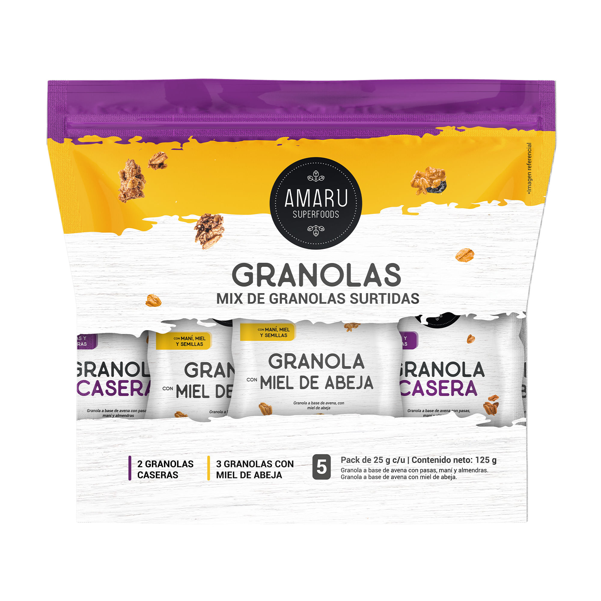 Pack Granolas AMARU SUPERFOODS Bolsa 5un