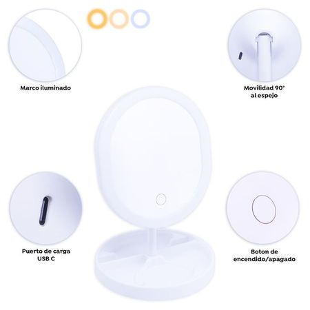 Espejo de Tocador Vanity Led Blanco Blanco