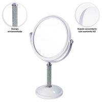 Espejo de Tocador Glow Redondo 2 en 1 Blanco
