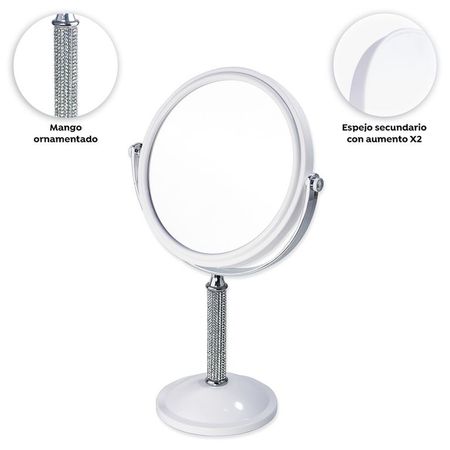 Espejo de Tocador Glow Redondo 2 en 1 Blanco Blanco
