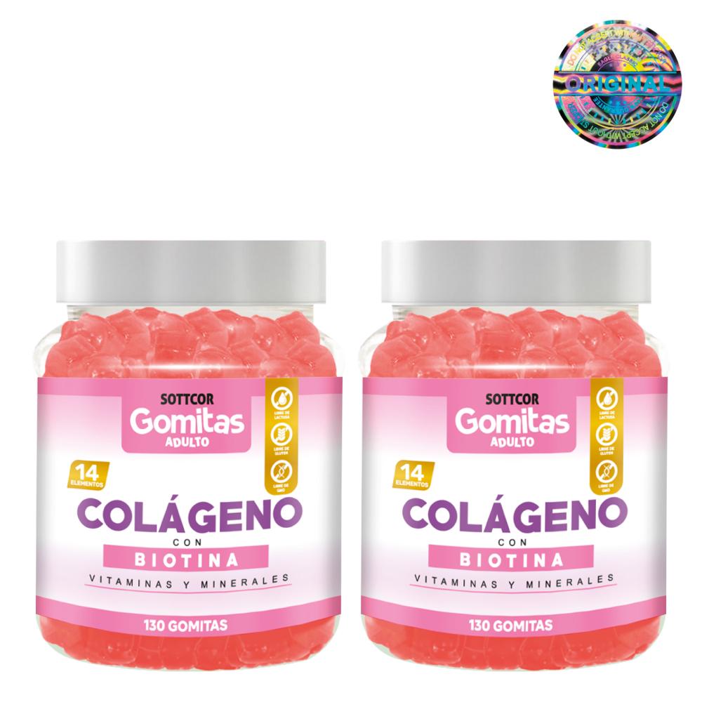 Gomitas Colageno y Biotina  130 Gomitas  2 Frascos