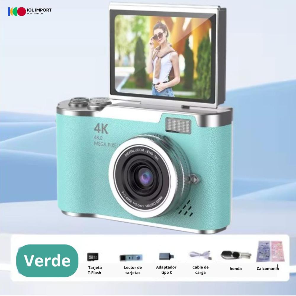 CAMARA DIGITAL RETRO DE 48MP ZOOM DIGITAL DE 16X CON PANTALLA PARA SELFIE
